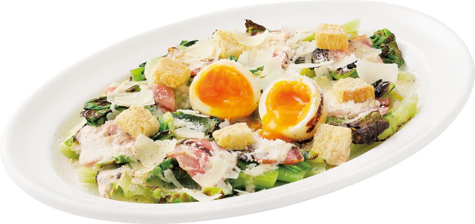 【炭焼き野菜店限定】炭焼きエッグの炭焼きシーザーサラダ｜炭焼きレストランさわやか