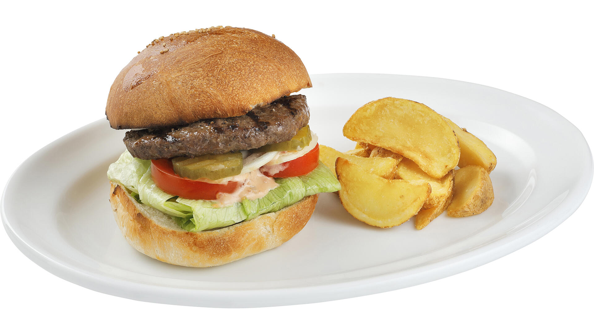 炭焼きバーガー（フライドポテトつき）｜炭焼きレストランさわやか