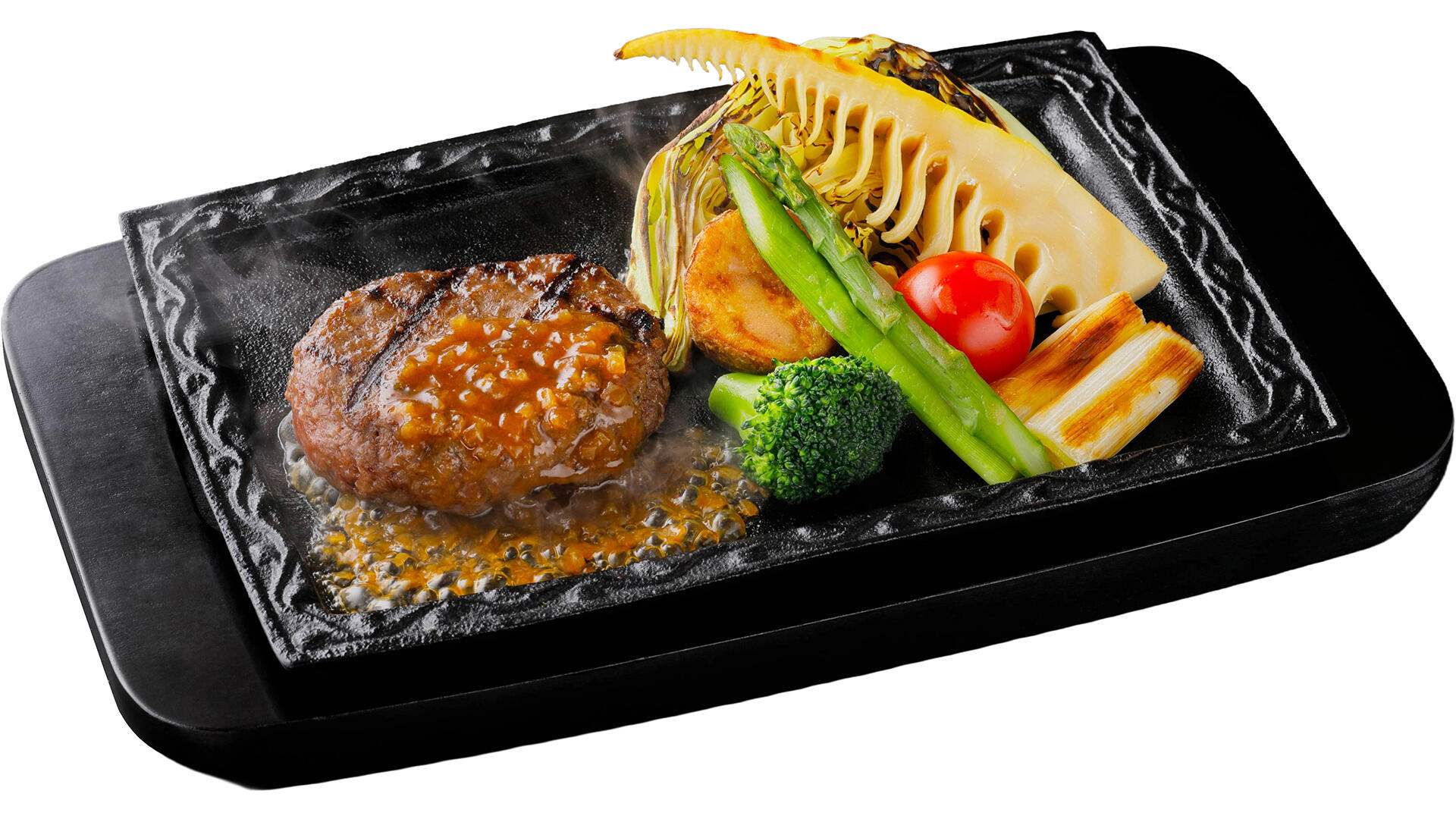 【店舗限定】ハンバーグと春野菜ローストセット(ライスまたはライ麦パン付き)｜炭焼きレストランさわやか