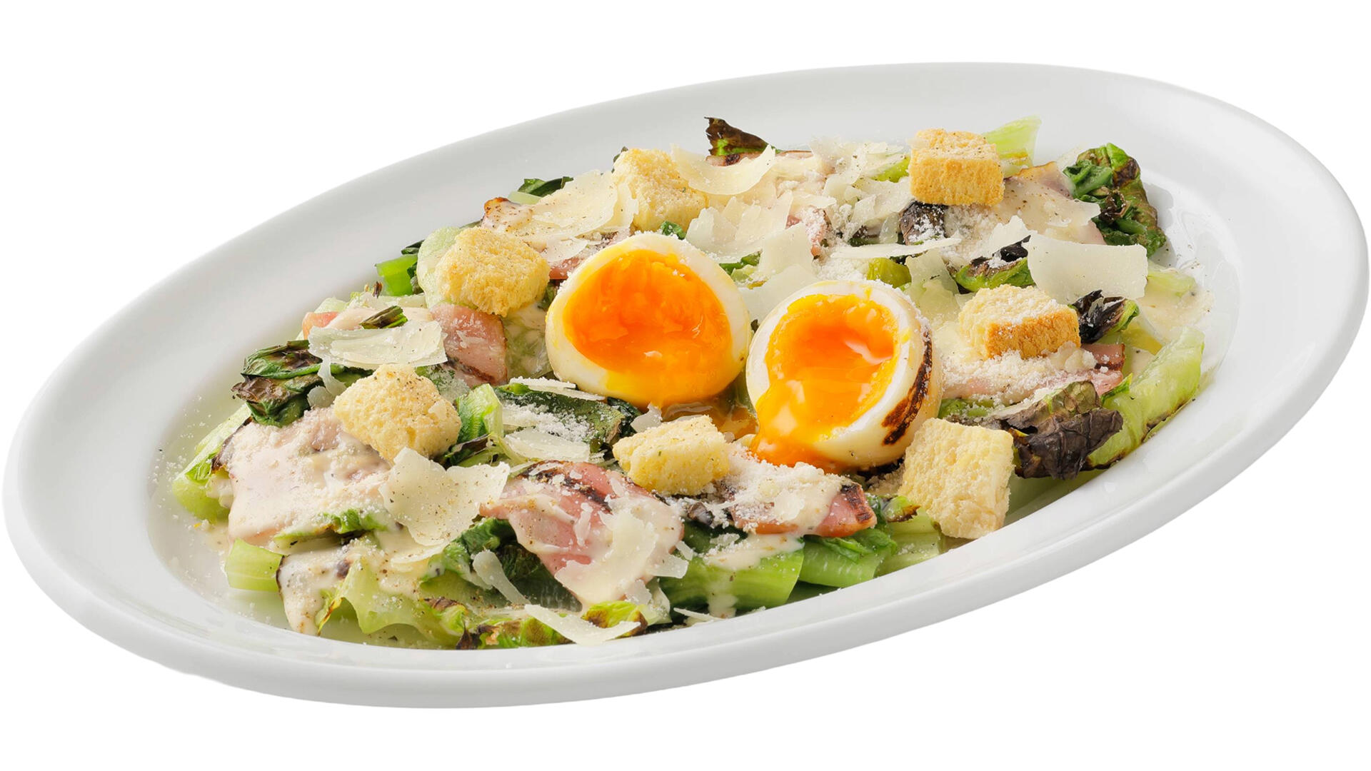 【炭焼き野菜店限定】炭焼きエッグの炭焼きシーザーサラダ｜炭焼きレストランさわやか