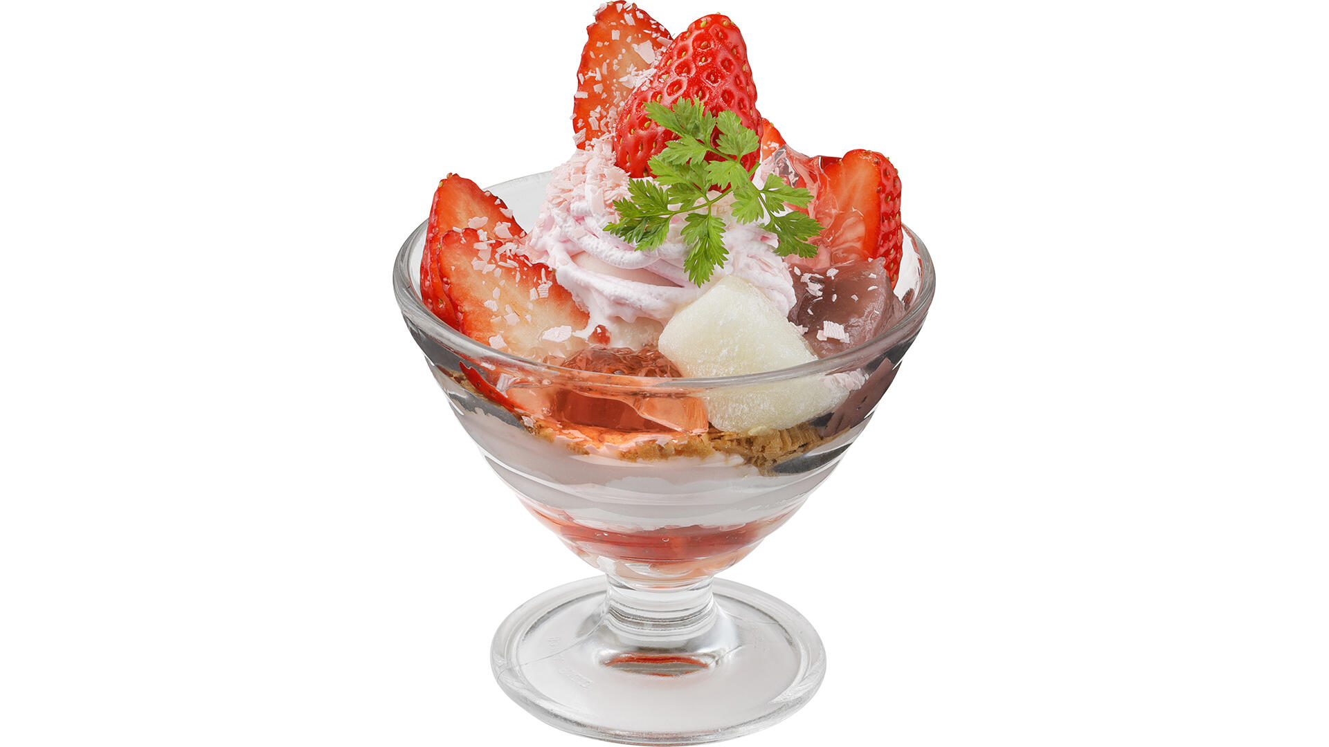 いちごと桜のミニパフェ｜炭焼きレストランさわやか